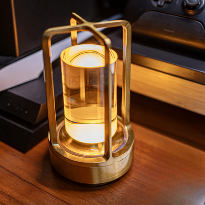 Bordslampa Kristallglas Uppladdningsbart Ljus | Veska Guld