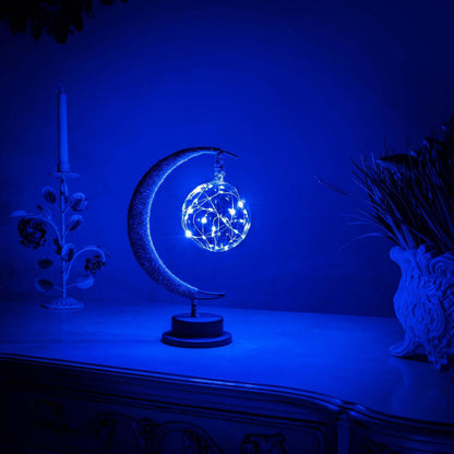 Bordslampa LED Månlampa för Sovrum | Veska Galaxy Blue Varmt ljus