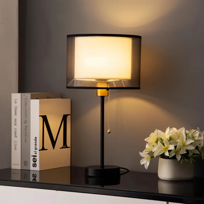 Bordslampa med dubbel tygskärm | Veska