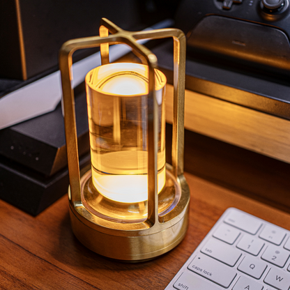 Bordslampa med kristallglas atmosfärsbelysning | Veska Guld