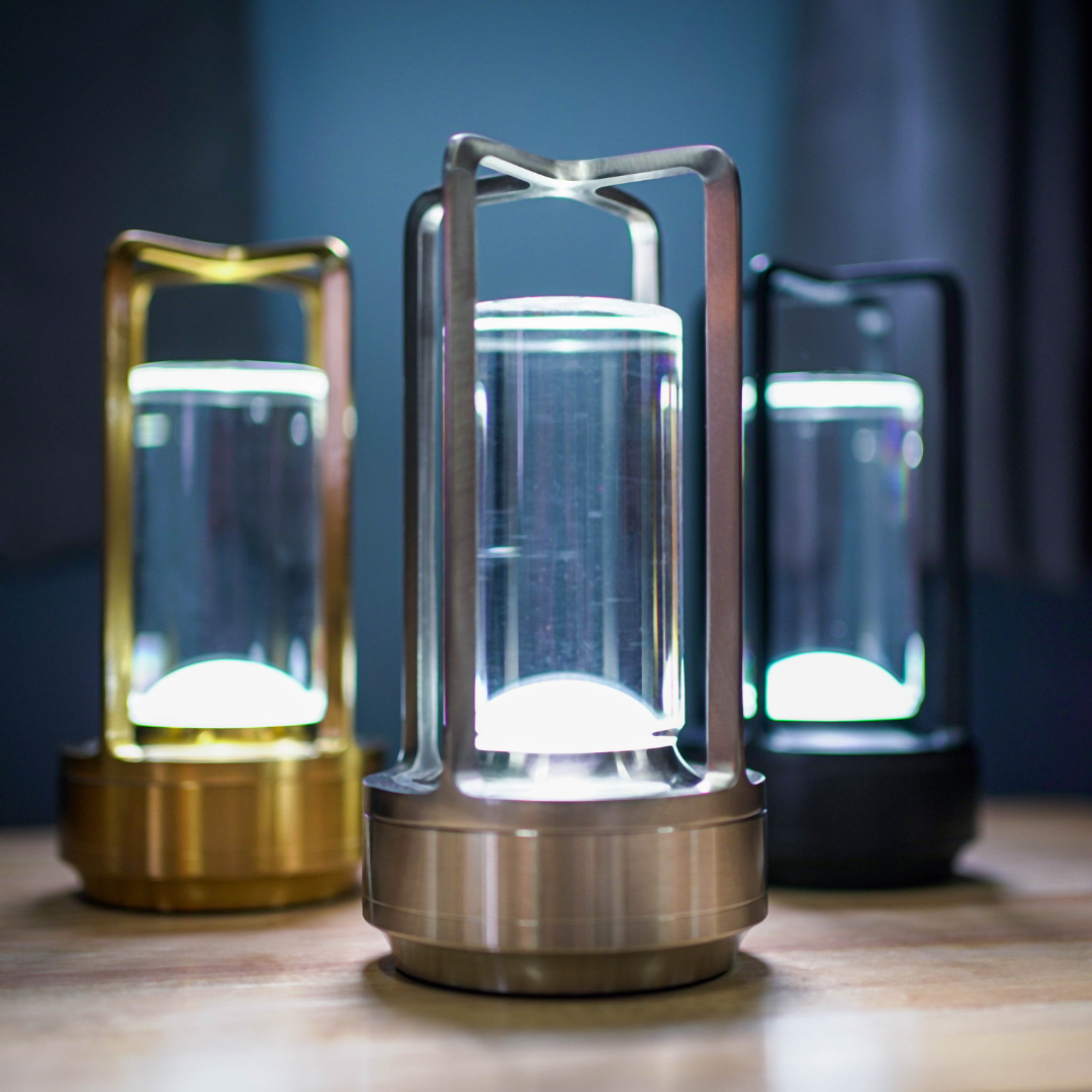 Bordslampa med kristallglas atmosfärsbelysning | Veska