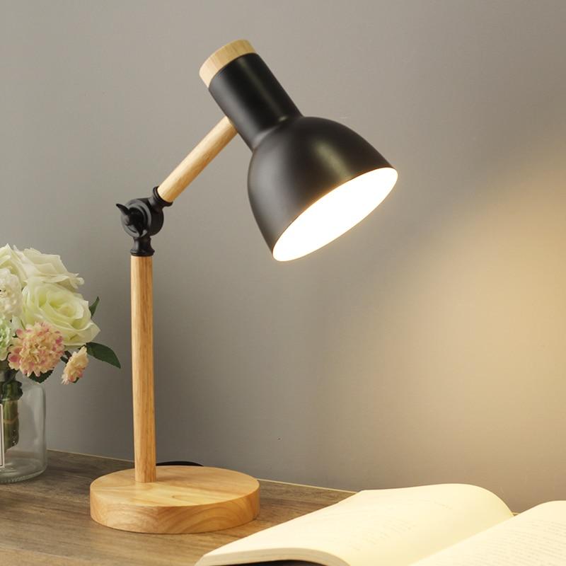 Bordslampa med trämaterial i nordisk stil | Veska Svart