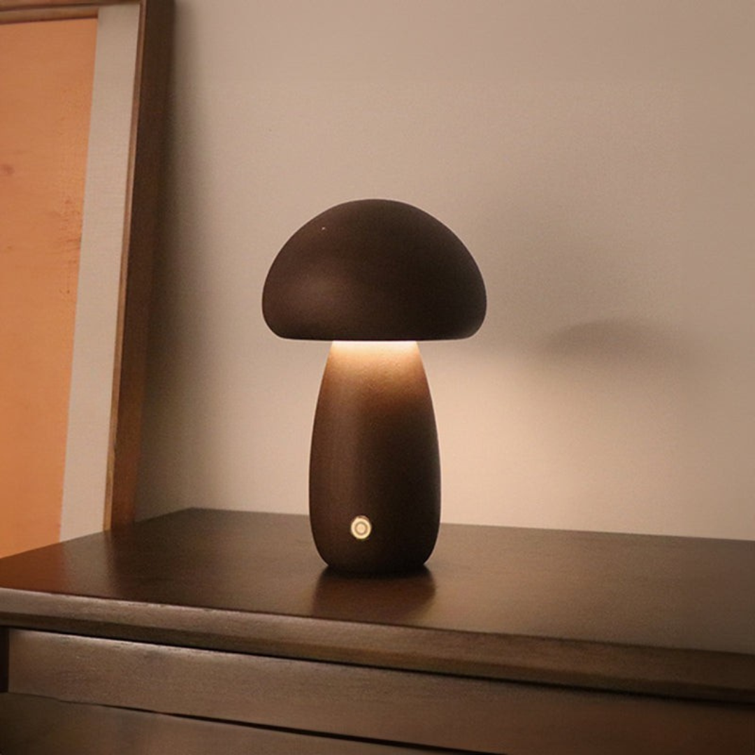 Bordslampa med träsvampdesign | Veska Dia 10cm x H16.5cm Mörkbrun