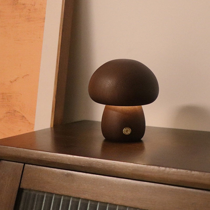 Bordslampa med träsvampdesign | Veska Dia 9 cm x H10,5 cm Mörkbrun
