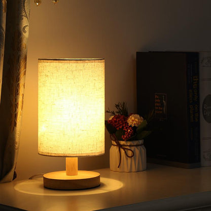 Bordslampa Naturligt Trä Tyg Dimbar Ljus | Veska