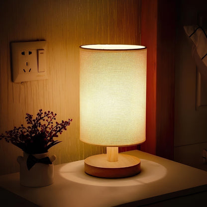 Bordslampa Naturligt Trä Tyg Dimbar Ljus | Veska