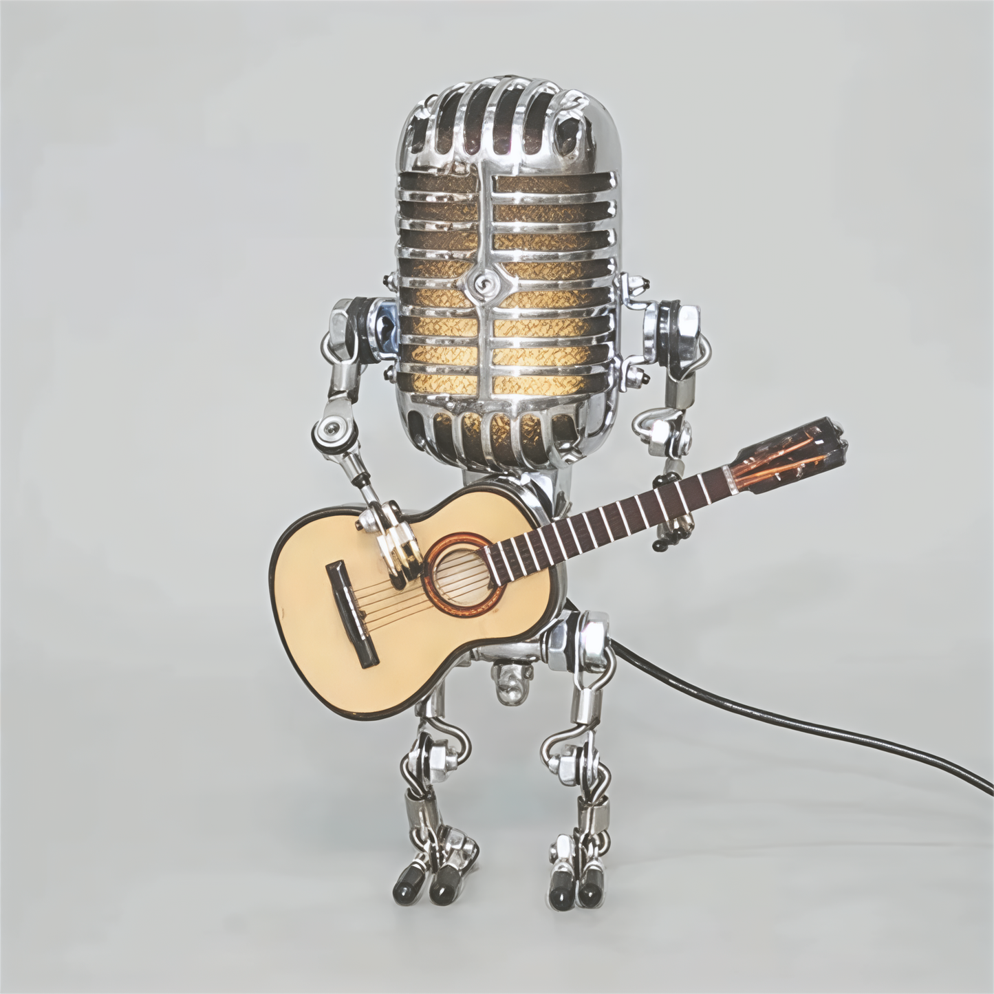 Bordslampa Robot Skulptur Metall Gitarr Ljus | Veska Gul