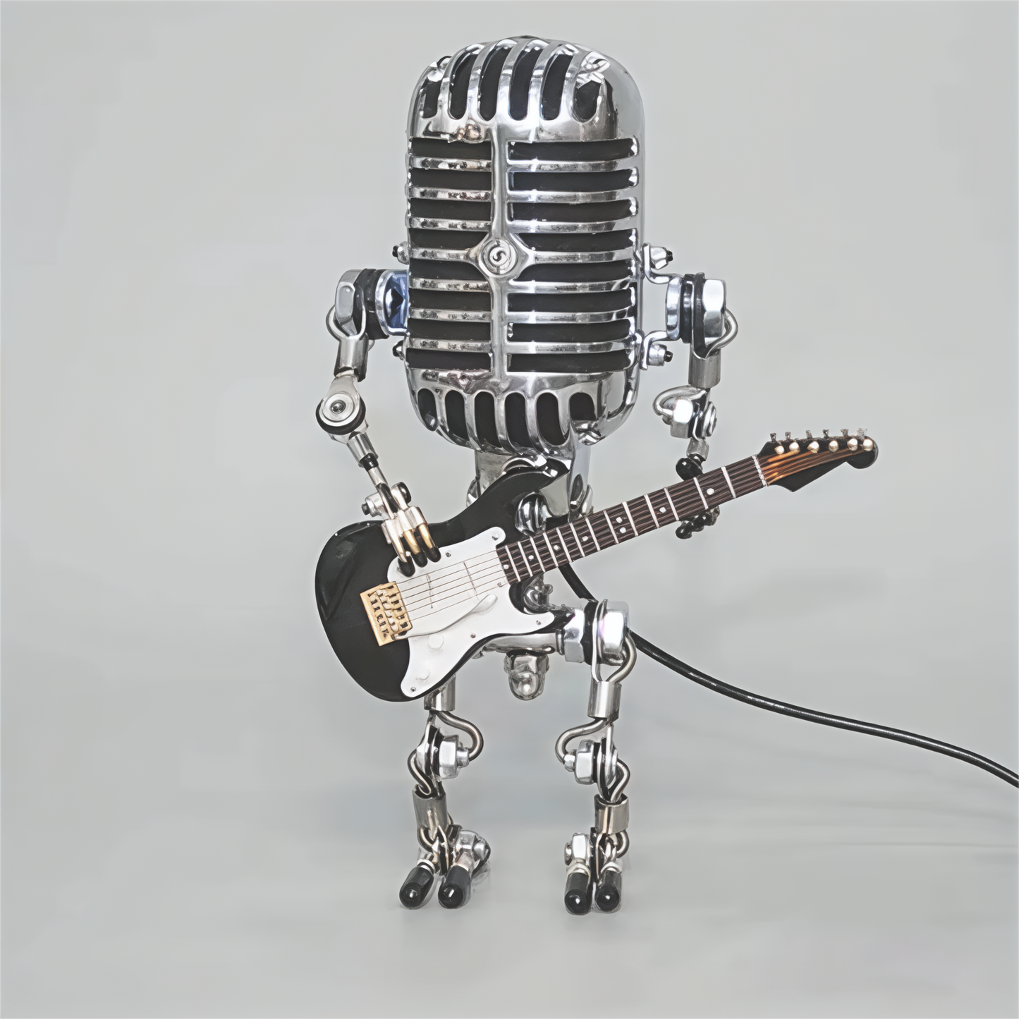 Bordslampa Robot Skulptur Metall Gitarr Ljus | Veska Svart