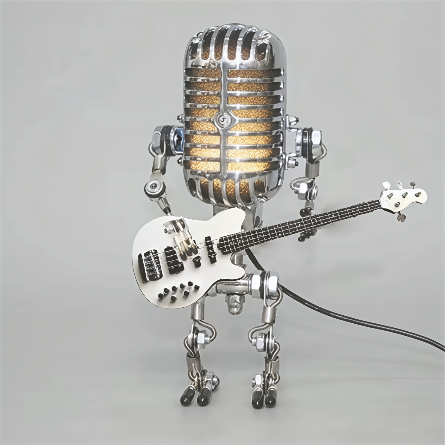 Bordslampa Robot Skulptur Metall Gitarr Ljus | Veska Vit
