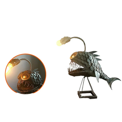 Bordslampa - RusticFish - Justerbart belysning - Hantverk konstnärlig charm | Veska