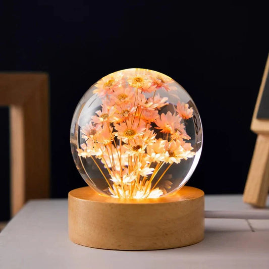 Botanisk Bloom Sphere Nattljus | Veska Rosa Prästkragar