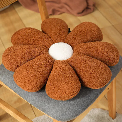 Boucle Plush Flower Cushion | Veska Brun blomma