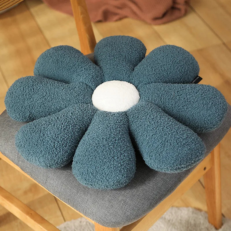 Boucle Plush Flower Cushion | Veska Djupblå blomma