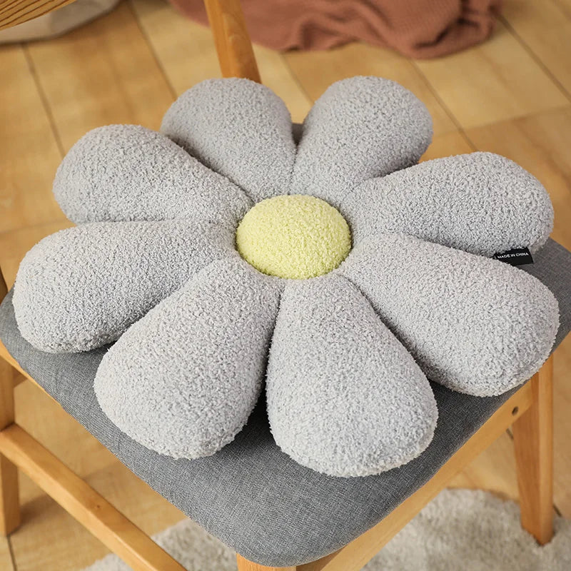Boucle Plush Flower Cushion | Veska Grå blomma