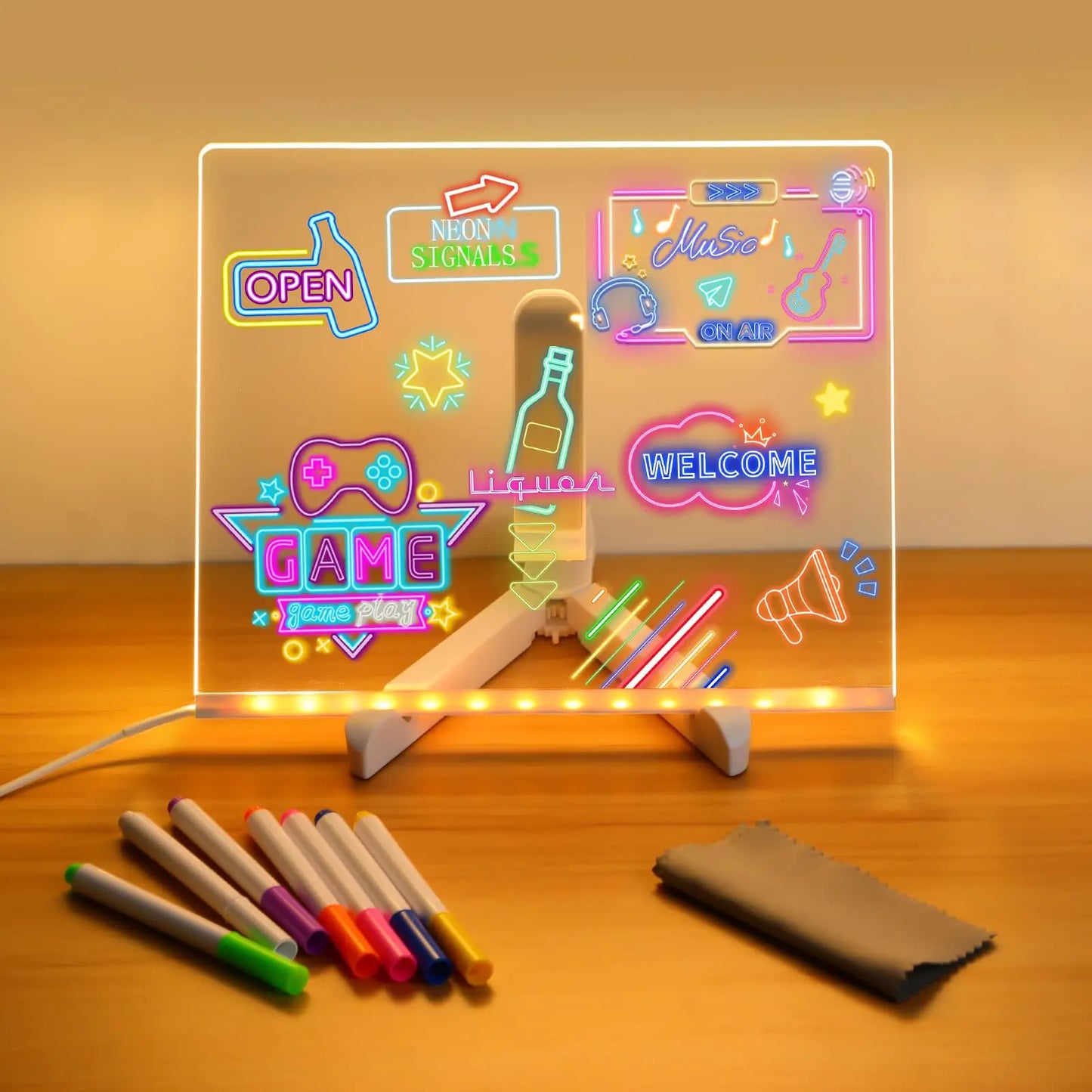 Bright Story Neon Skiss Ritplatta | Veska Liten-15x15CM