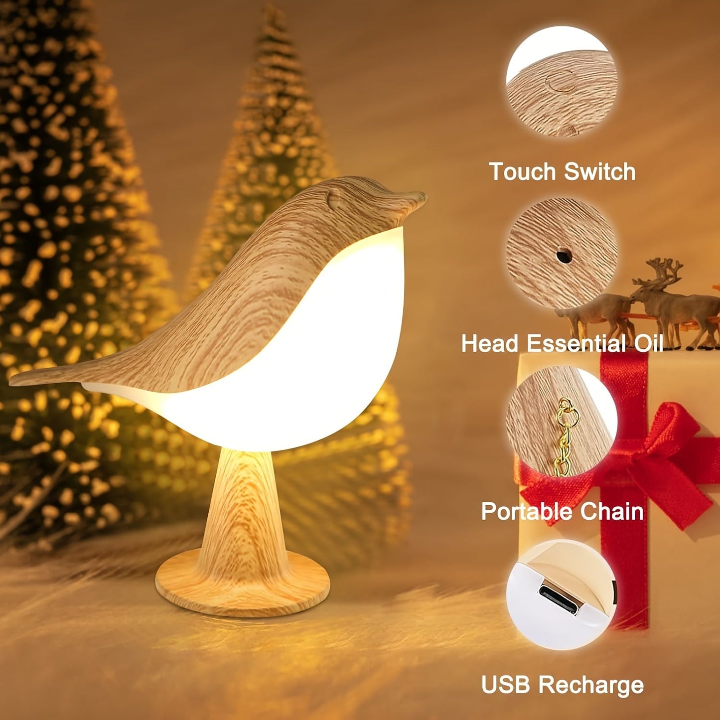 BrightNest - USB LED Fågel Bordslampa med Touch Veska
