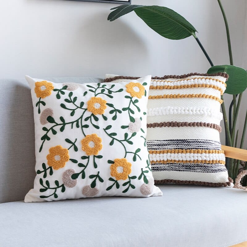 Broderi Blomsterträdgård Kuddeöverdrag | Veska