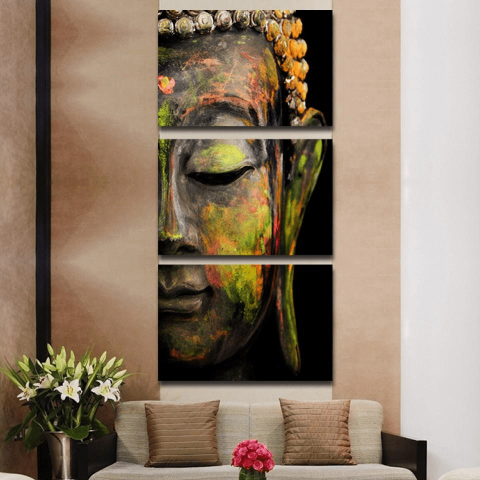 Buddha Staty Tryckt Canvas Målning 3st | Veska