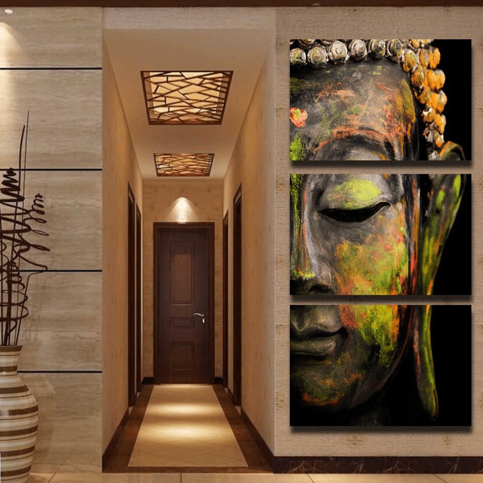 Buddha Staty Tryckt Canvas Målning 3st | Veska