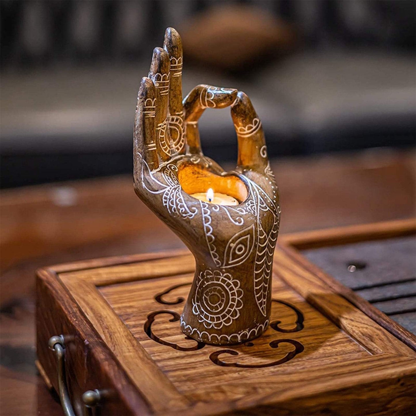 Buddhas Hand Formad Ljus Holdare | Veska