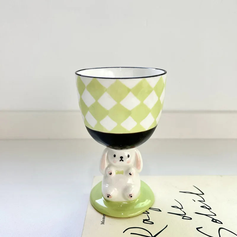Bunny Goblet | Veska Grön - Diamant Rutigt ungefär 200ml