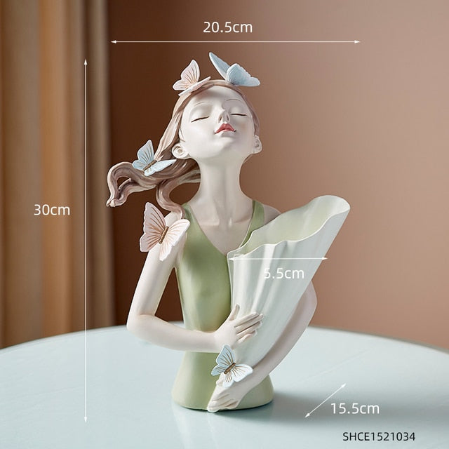 Butterfly Girl Resin Modern Vas | Veska Grön