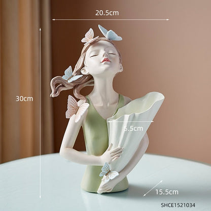Butterfly Girl Resin Modern Vas | Veska Grön