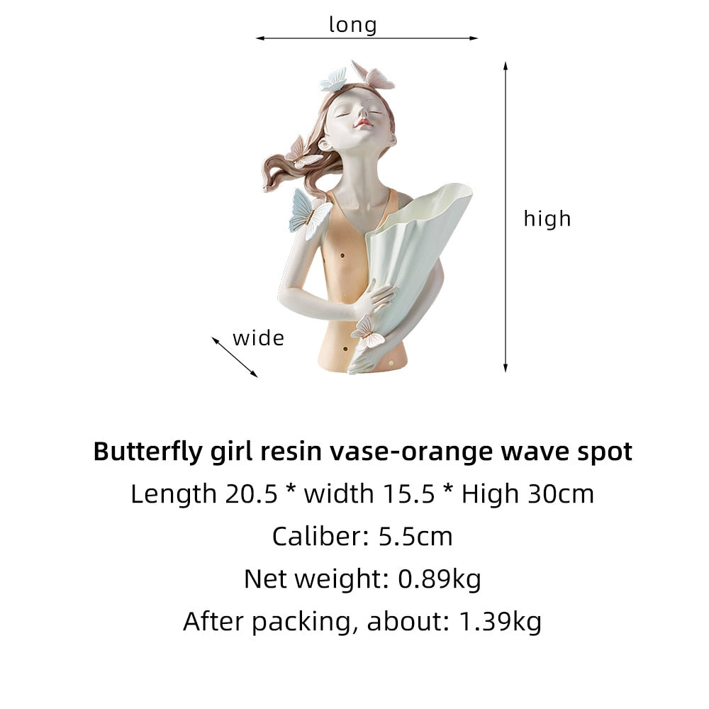 Butterfly Girl Resin Modern Vas | Veska