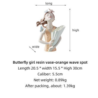 Butterfly Girl Resin Modern Vas | Veska