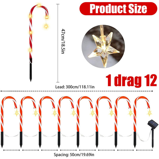 Candy Cane Lane LED Solarlampa | Veska 12PCS Höjd 47CM