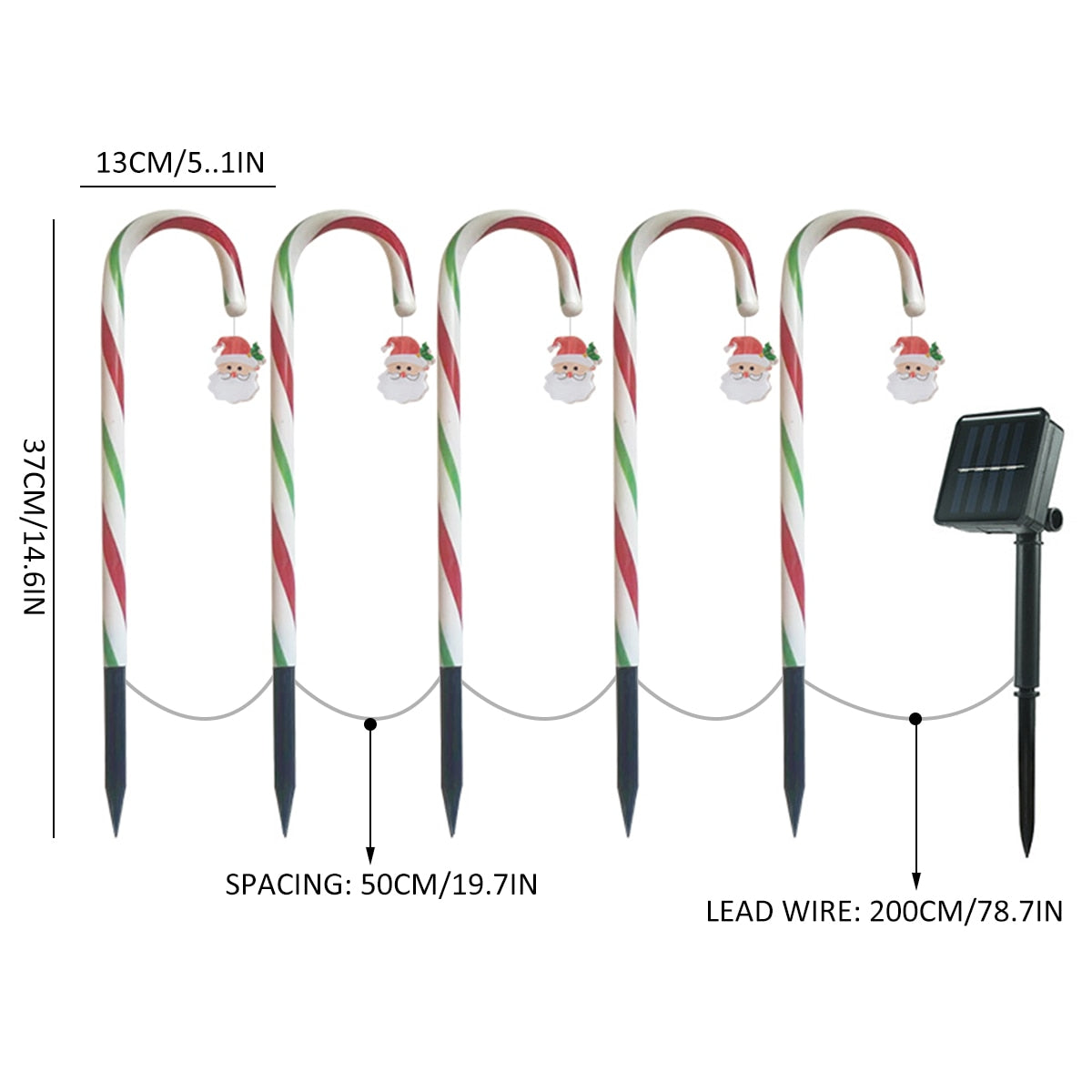 Candy Cane Lane LED Solarlampa | Veska 5PCAK Höjd 37CM B