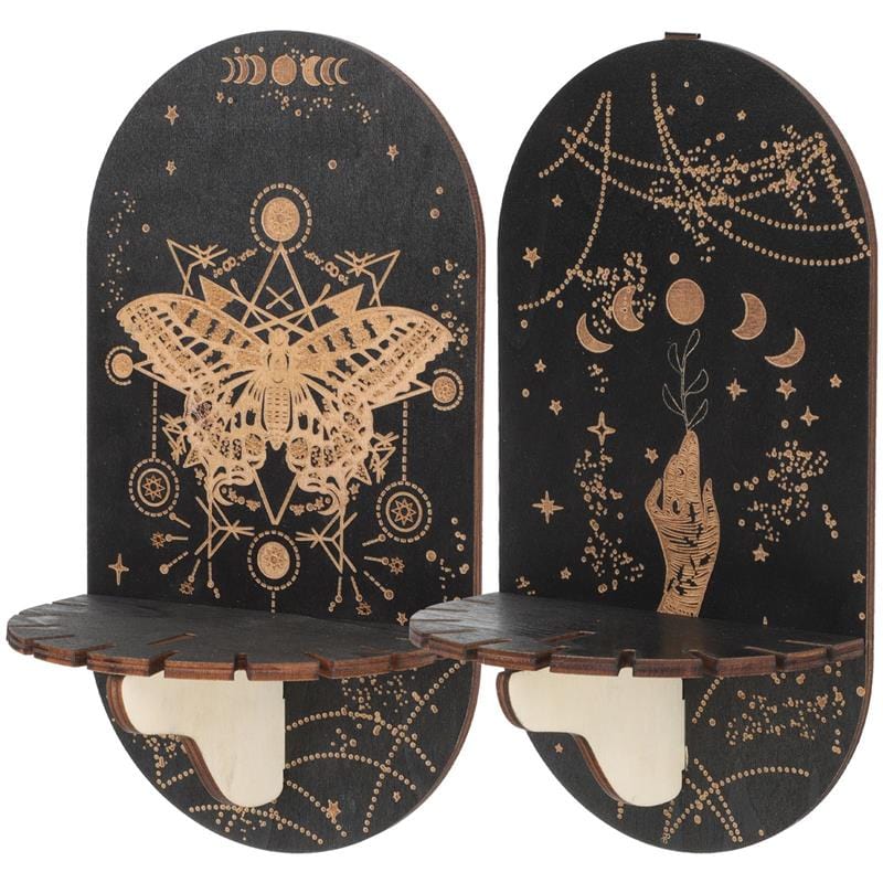 Celestial Trä Kristall Hylla Pack av 2 | Veska E