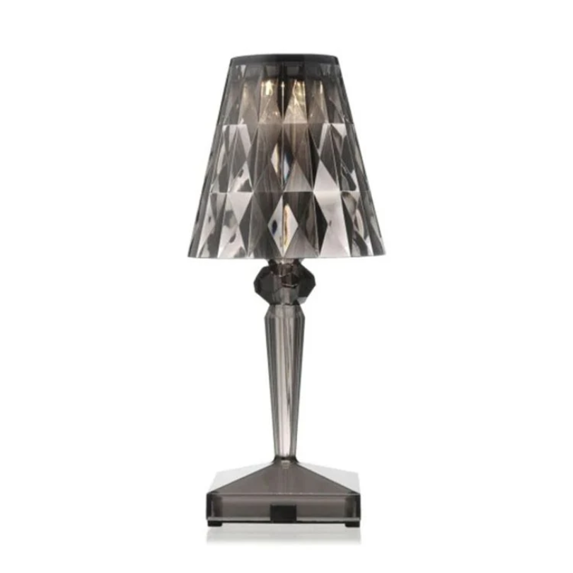 Chic bordslampa med kristalldesign - CrystalLuxe | Veska Grå