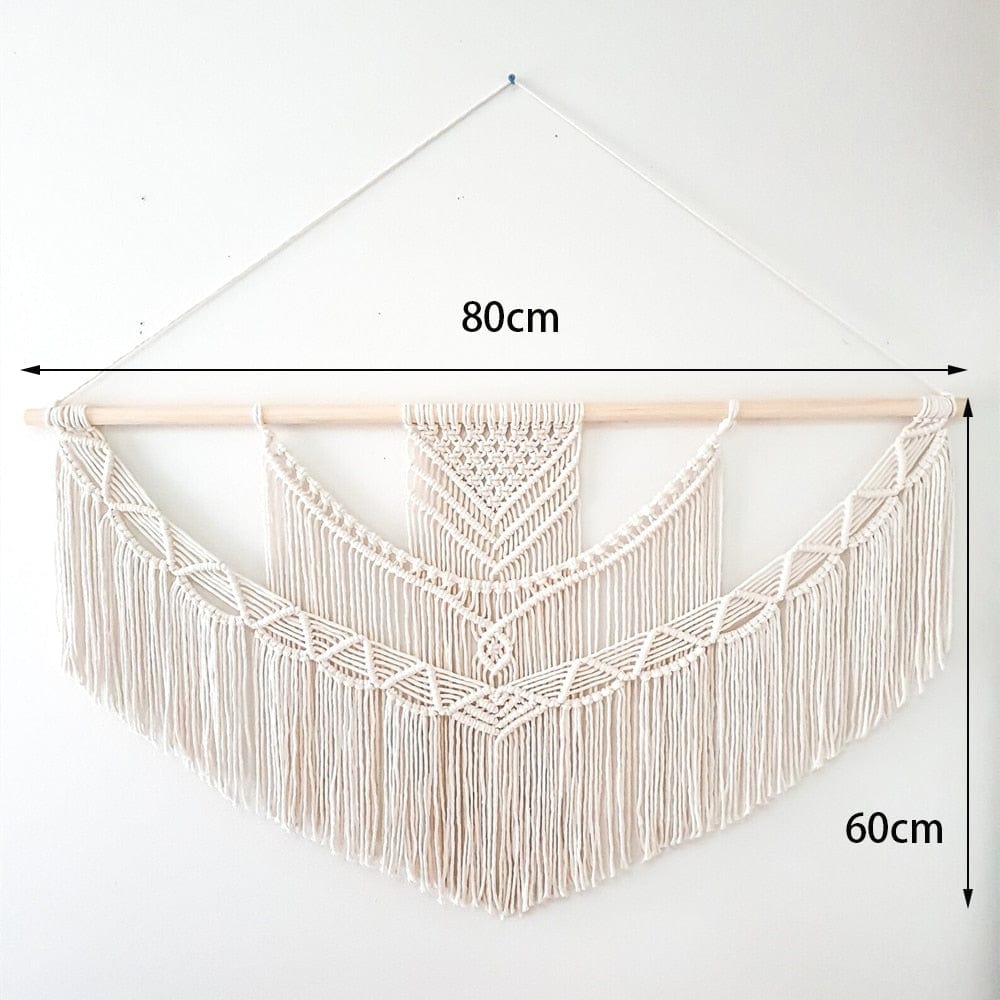 Chic Hand Woven Macrame Väggbonad | Veska Beige 80x60cm 31.5"x23.6"