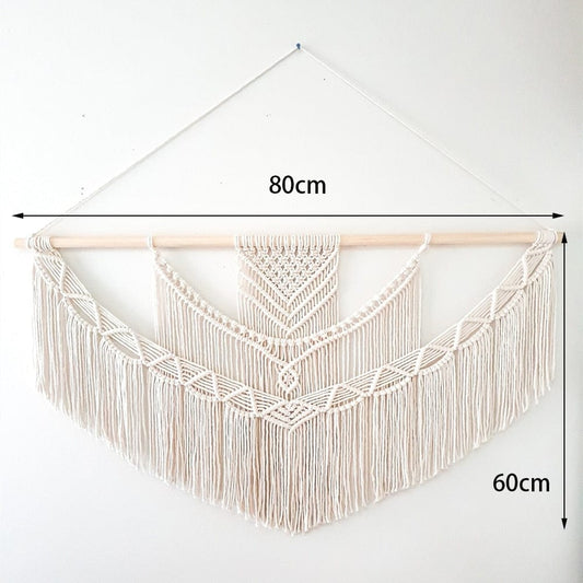 Chic Hand Woven Macrame Väggbonad | Veska Beige 80x60cm 31.5"x23.6"