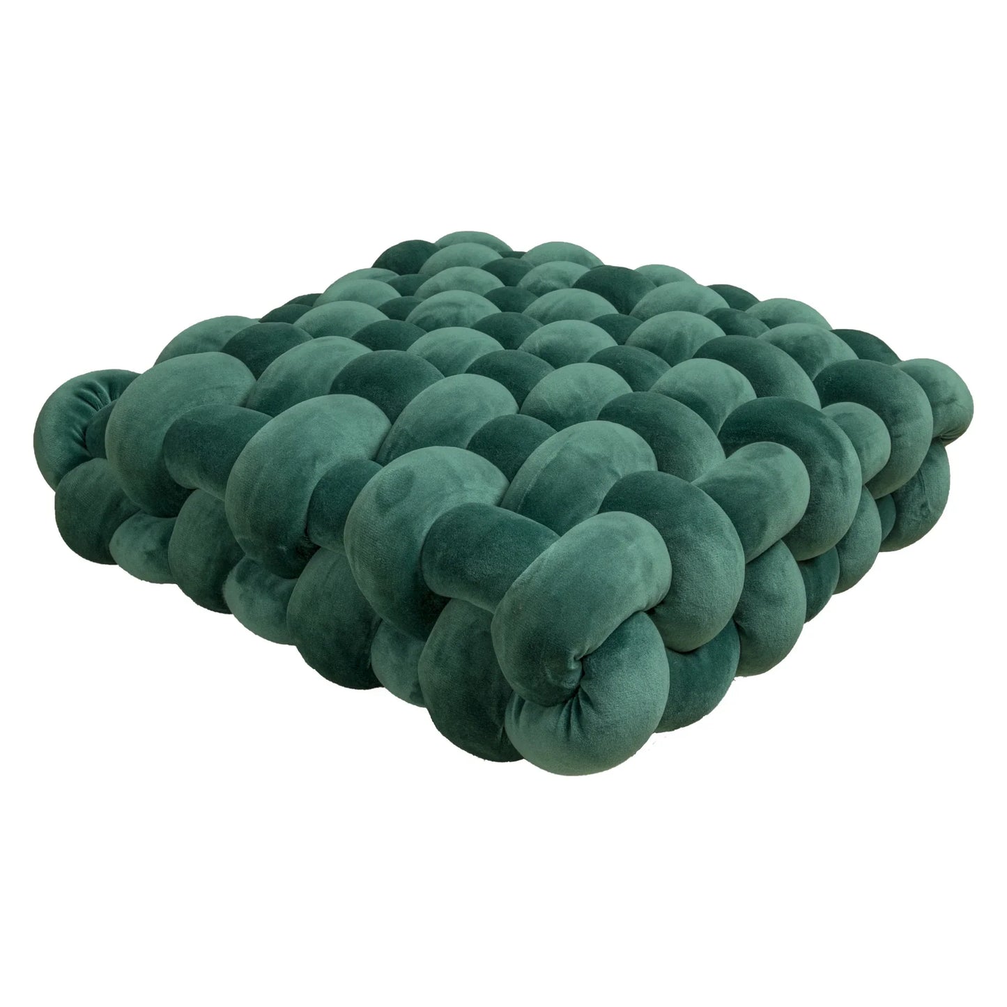 Chunky Woven Knot Cushion | Veska mörkgrön 30x33x12CM