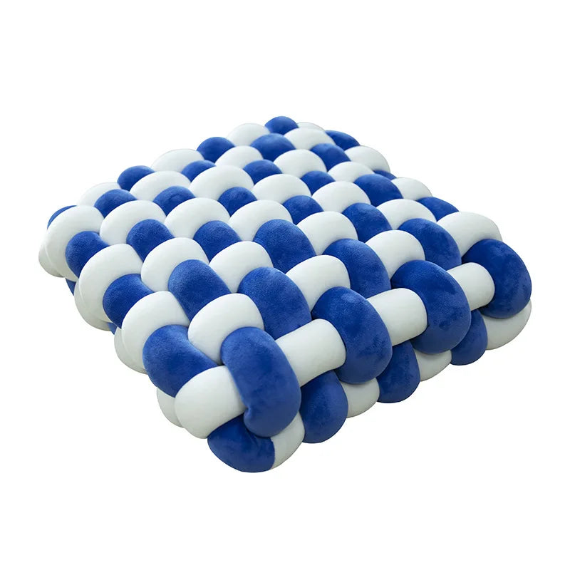 Chunky Woven Knot Cushion | Veska vit + blå 30x33x12CM