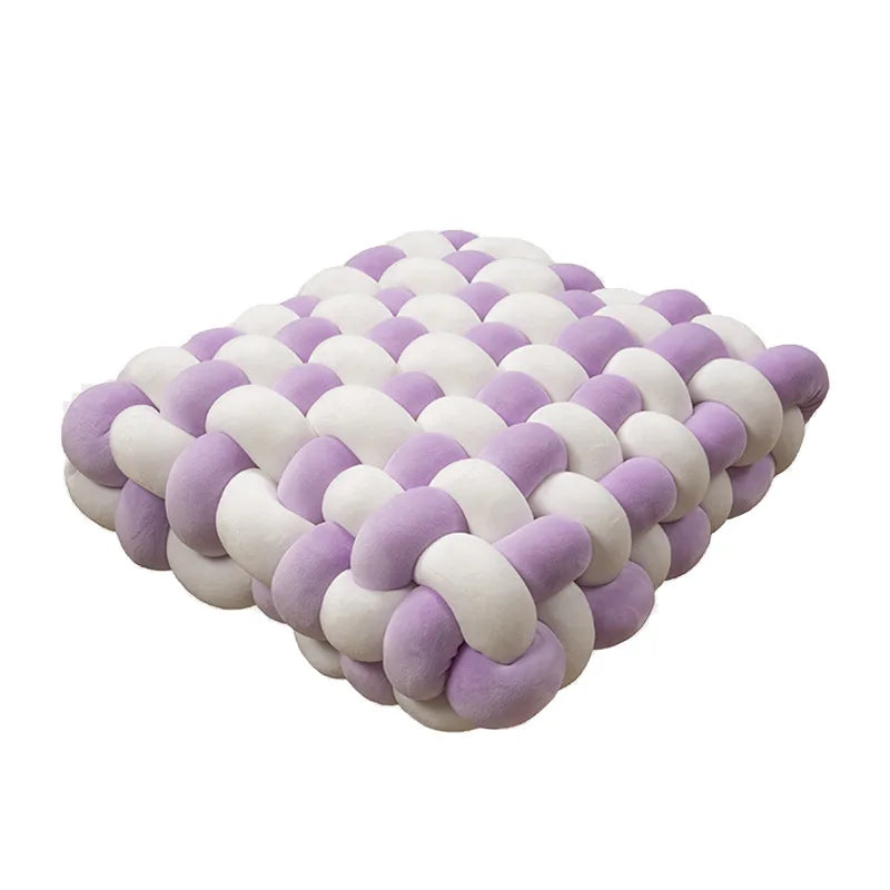 Chunky Woven Knot Cushion | Veska vit + lila 30x33x12CM