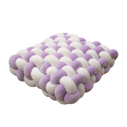 Chunky Woven Knot Cushion | Veska vit + lila 30x33x12CM