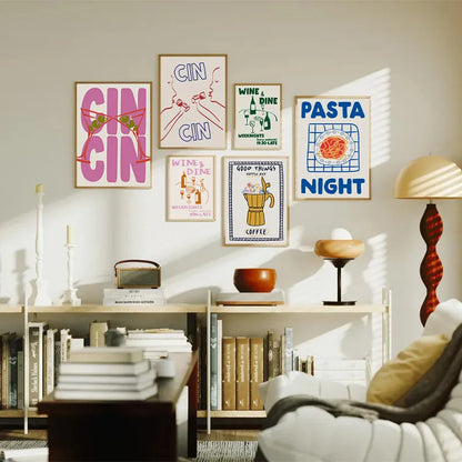 Cin Cheers Väggkonst – Estetisk Cocktail Affischtryck | Veska