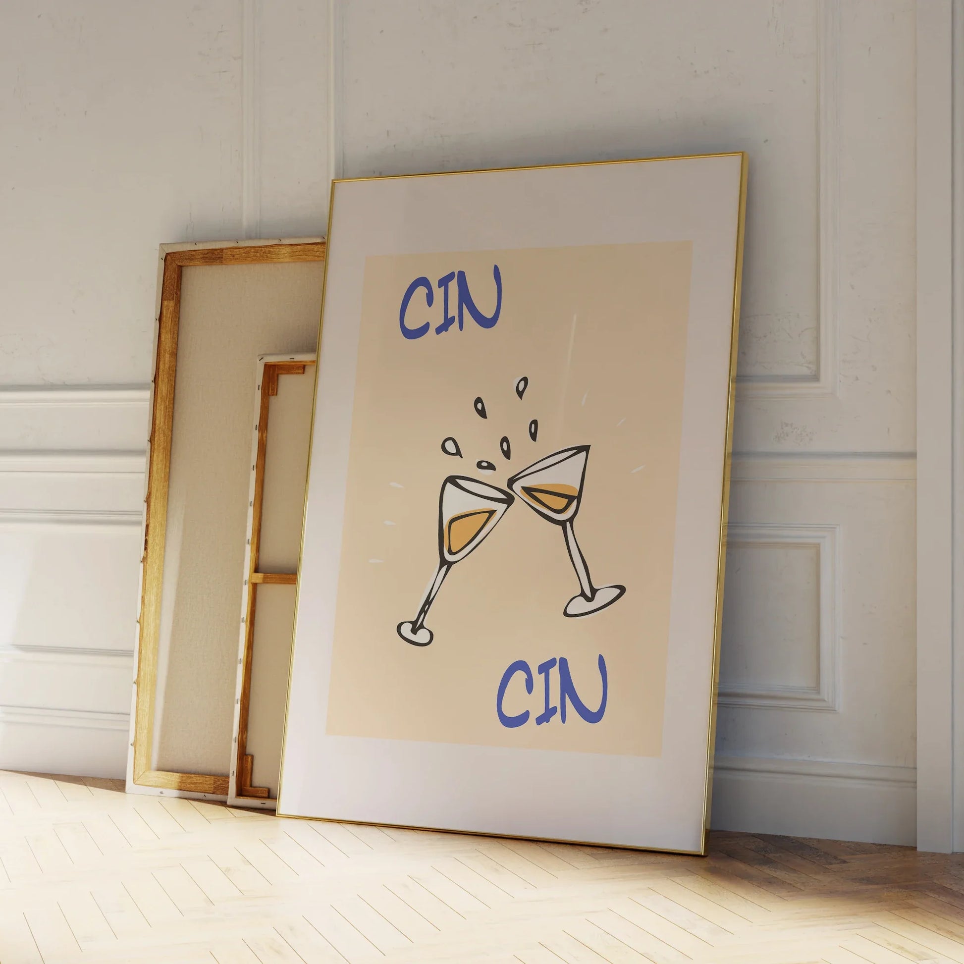 Cin Cin Väggkonst – Retro Modern Cocktail Dekor | Veska Vit