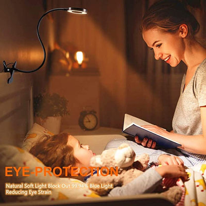 Clip-on Light - Lampa för läsning med 48 LED-lampor, 3 färglägen och 10 ljusstyrkenivåer, ögonskydd och flexibel gås-nacke | Veska