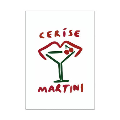 Cocktail Hour Väggkonst | Veska Cerise Martini