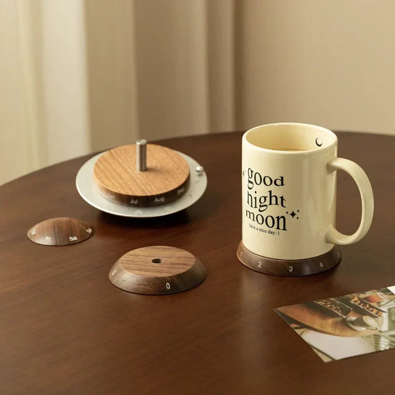 Cosmic Cycle Minimalist Rotating Wooden Calendar | Veska