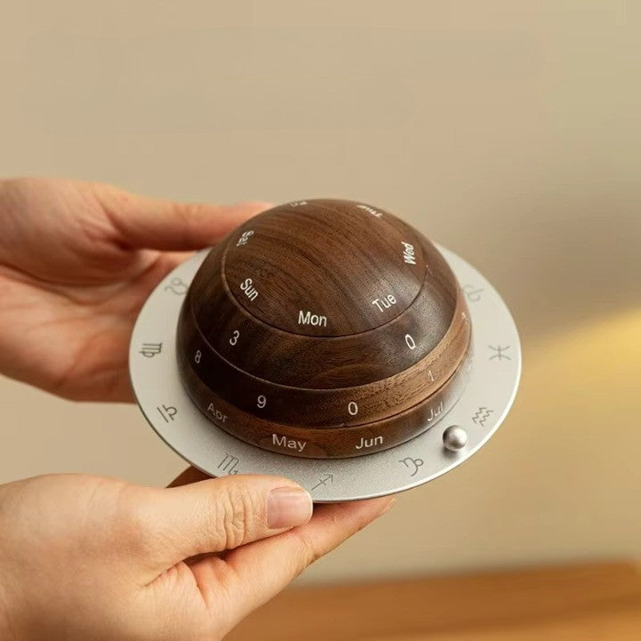 Cosmic Cycle Minimalist Rotating Wooden Calendar | Veska