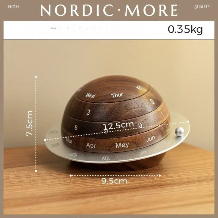 Cosmic Cycle Minimalist Rotating Wooden Calendar | Veska