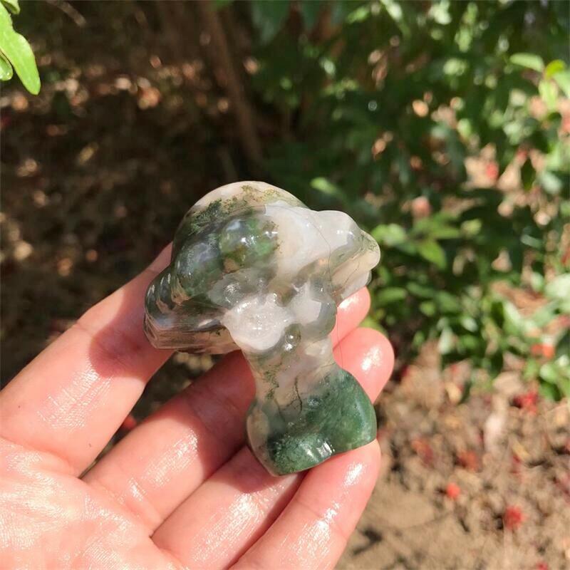 Crystal Mushroom Damer | Veska Moss Agate