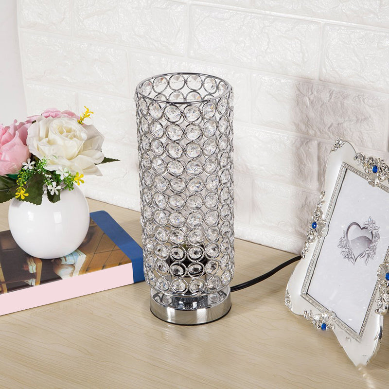 Crystal Table Lamp - Modern Night Light with Chrome Finish | Veska Chrom