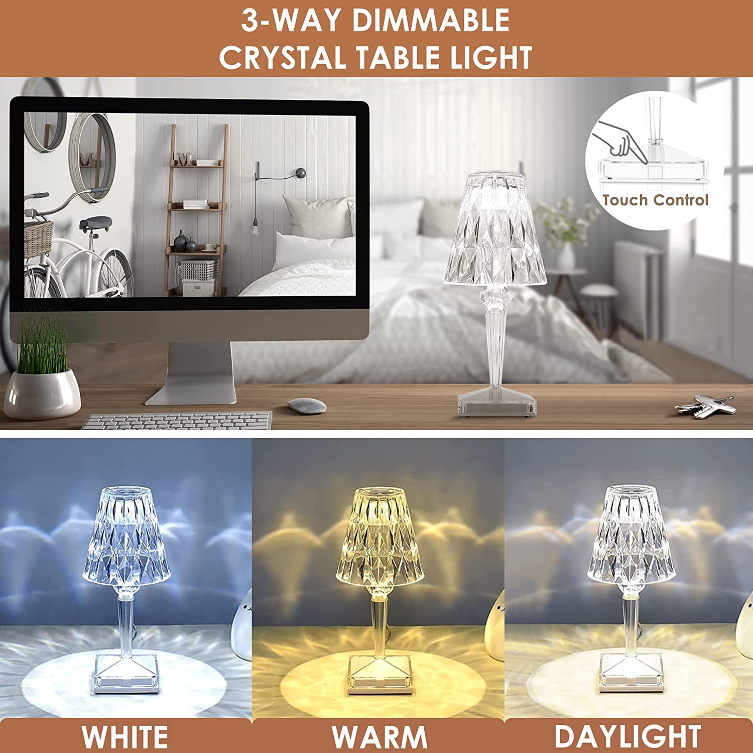 CrystaLamp - LED Bordslampa tillverkad av diamantkristall | Veska