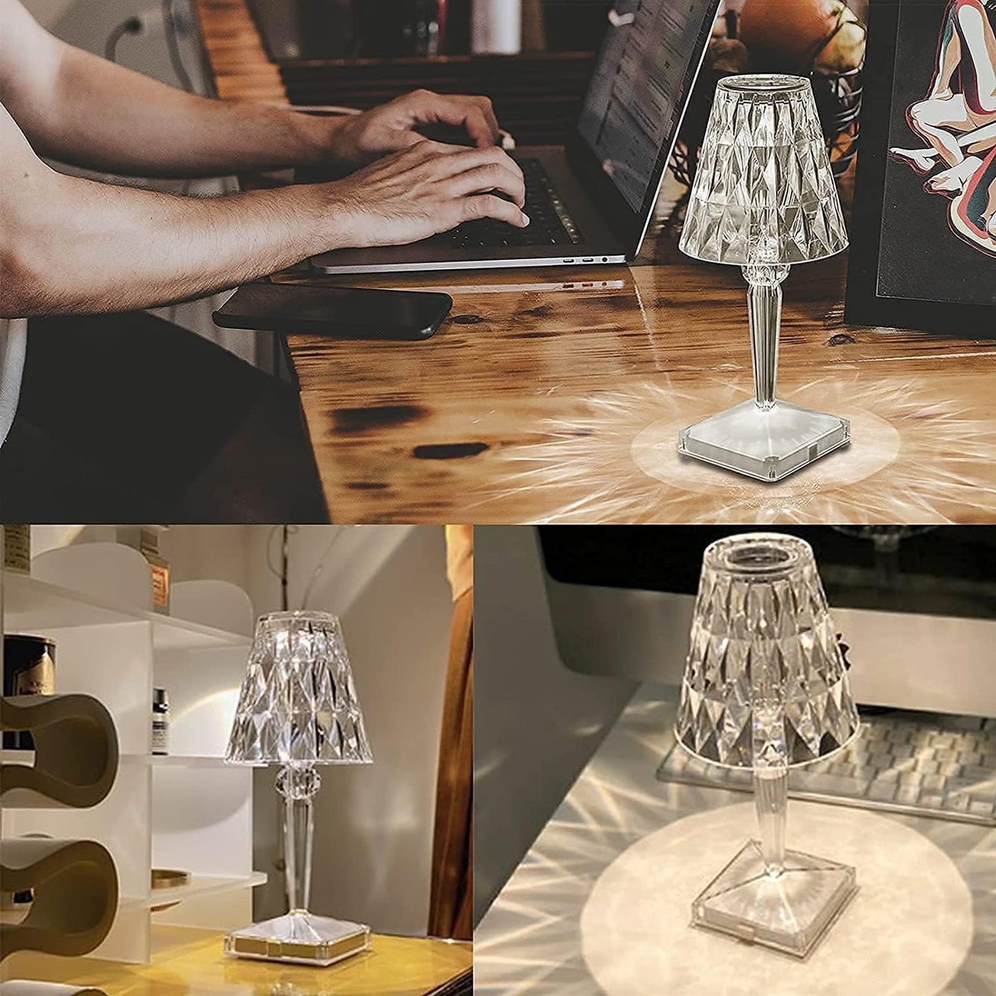 CrystaLamp - LED Bordslampa tillverkad av diamantkristall | Veska